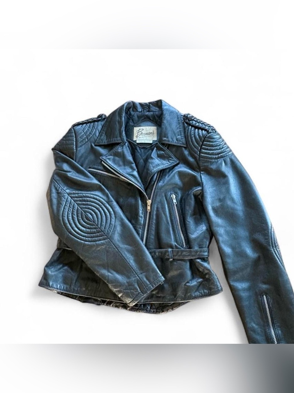 Rare Vtg Berman’s Leather Moto Jacket Womens 16 Biker Motorcycle Punk Grunge 90s